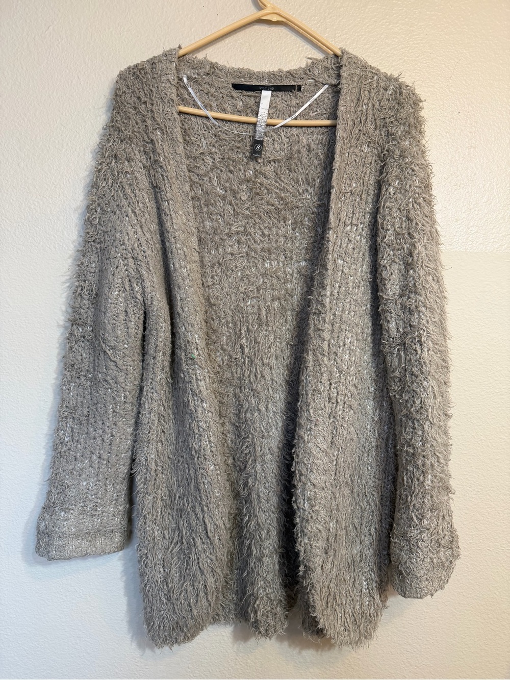 Kensie Plush Open-Front Cardigan Sweater - tan:beige